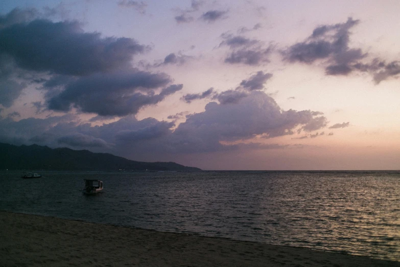 a boat sitting on top of a beach next to the ocean, unsplash contest winner, renaissance, humid evening, ai weiwei and gregory crewdson, purple hues, jamaica