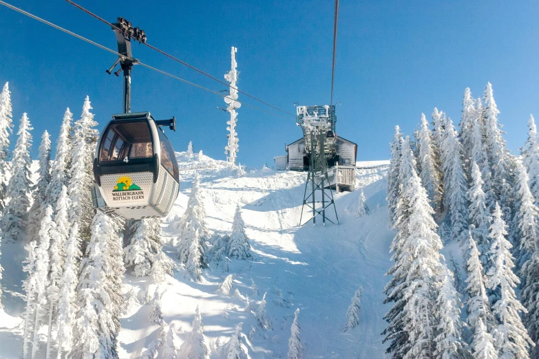 a ski lift going up the side of a snow covered mountain, astri lohne, gondolas, avatar image, villany