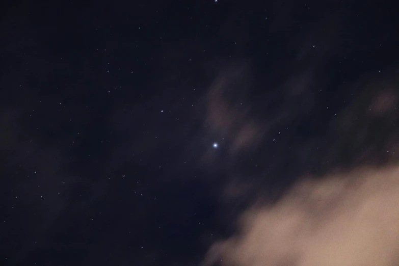 the night sky is full of stars and clouds, a picture, pexels, light and space, 2 0 0 mm telephoto, jupiter, 2 4 0 p footage, overcast sky