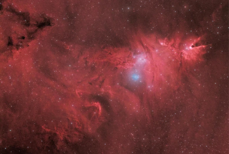a red nebula with stars in the background, a microscopic photo, by Ryan Pancoast, wide long view, infra - red, maroon mist, pink