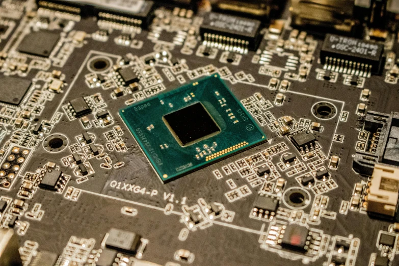 a close up of a computer mother board, pixabay, square, cpu gpu wafer, laptop, built on a small