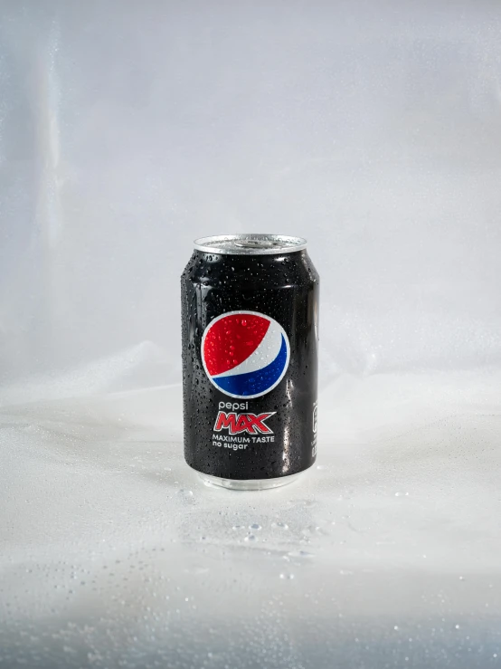 a can of pepsi on a white surface, by Matthias Stom, unsplash, hyperrealism, 2 5 6 x 2 5 6 pixels, with a black background, sam hyde, miniature product photo