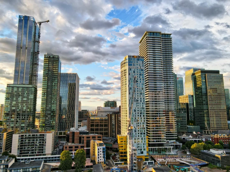 a view of a city with a lot of tall buildings, by Carey Morris, pexels contest winner, toronto city, afternoon light, instagram post, canary wharf