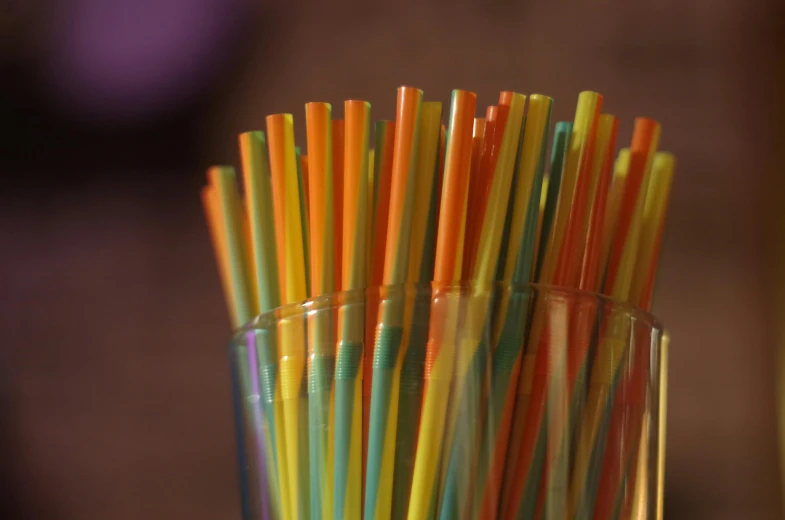 a glass filled with lots of colorful drinking straws, an album cover, flickr, chartreuse and orange and cyan, paul barson, square, a close-up