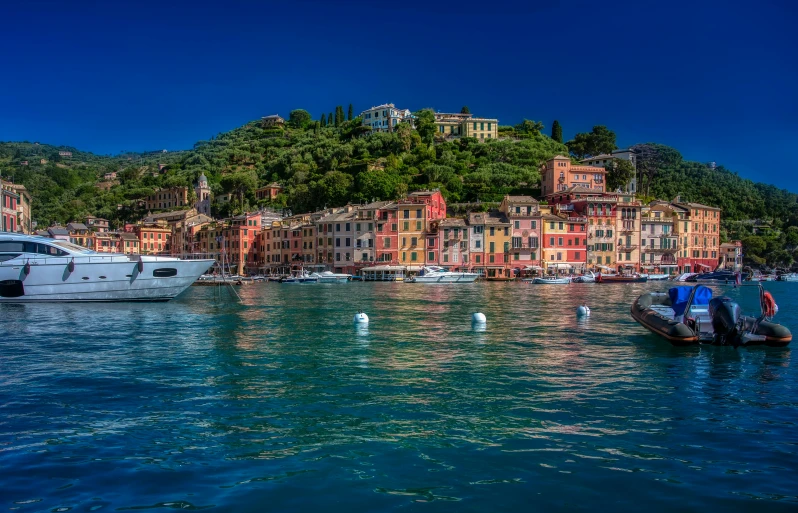 a couple of boats that are in the water, by Carlo Martini, pexels contest winner, renaissance, small port village, thumbnail, high quality image, panoramic shot