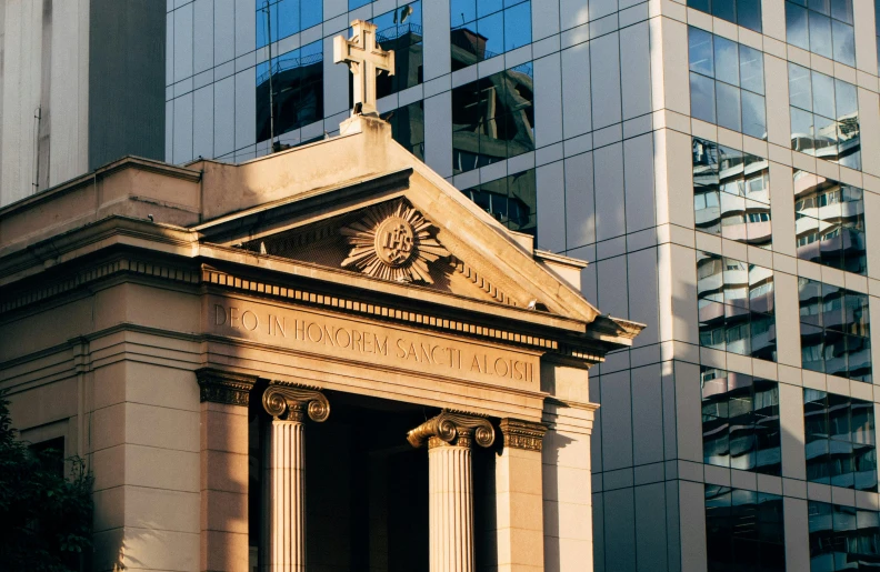 a tall building with a cross on top of it, cg society, neoclassicism, sydney, warm sunlight shining in, reliquary, adorned pillars