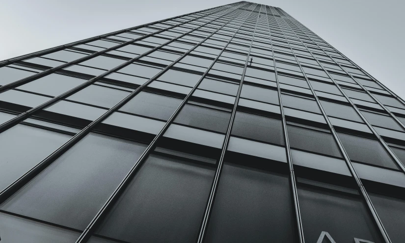 a black and white photo of a tall building, pexels contest winner, glass and steel, monochrome color, thumbnail, tall thin