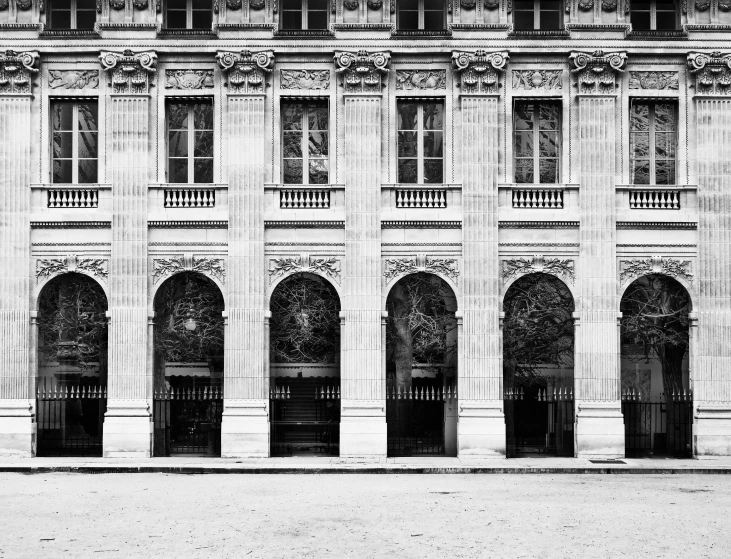 a black and white photo of a building, a black and white photo, pexels contest winner, paris school, regal aesthetic, 4x5 styled street photography, in a row, ornate art