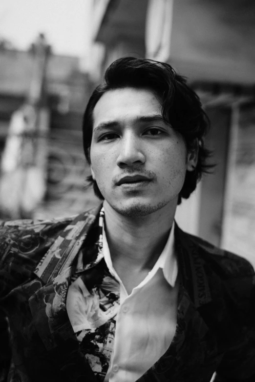 a black and white photo of a young man, inspired by Bikash Bhattacharjee, reddit, adam driver, naranbaatar ganbold, mid 9 0 s, frank dillane