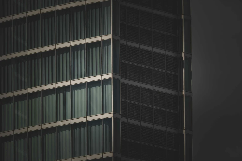 a tall building with a clock on top of it, inspired by Andreas Gursky, unsplash contest winner, dark green glass, shades of grey, square lines, buildings photorealism