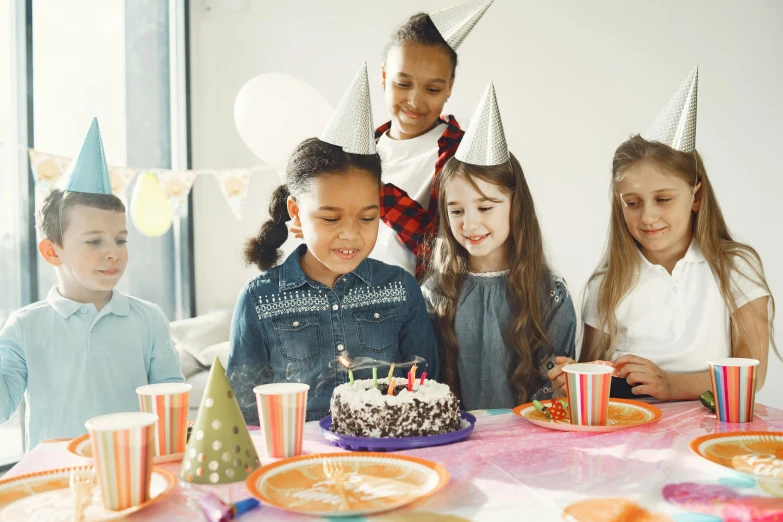 a group of children at a birthday party, pexels, figuration libre, fan favorite, on a white table, thumbnail, unedited