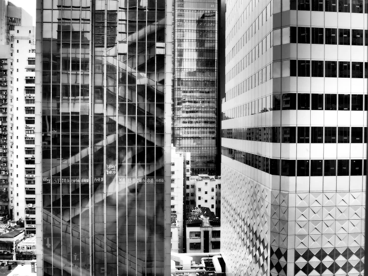 a black and white photo of a city, a black and white photo, inspired by Thomas Struth, lots of glass details, sydney, maze of streets, vivid lines