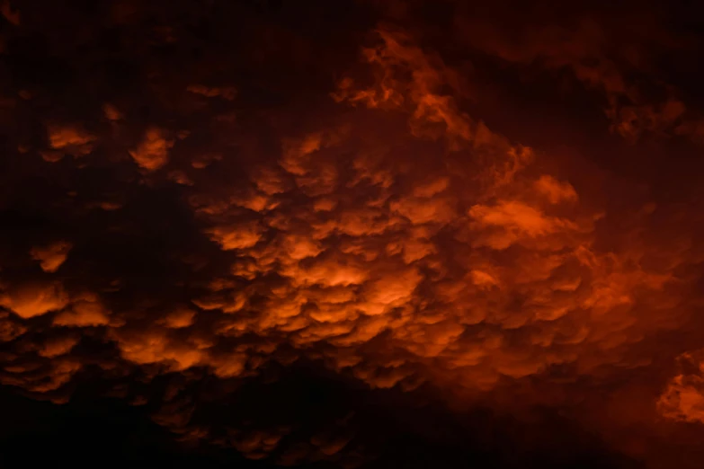 a bunch of clouds that are in the sky, by Daniel Seghers, pexels contest winner, baroque, dark orange night sky, hyperrealistic hell, photograph taken in 2 0 2 0, fire texture