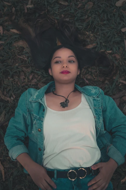 a woman laying on the ground with her hands on her hips, pexels contest winner, melanie martinez, tessa thompson, indie film, teenager