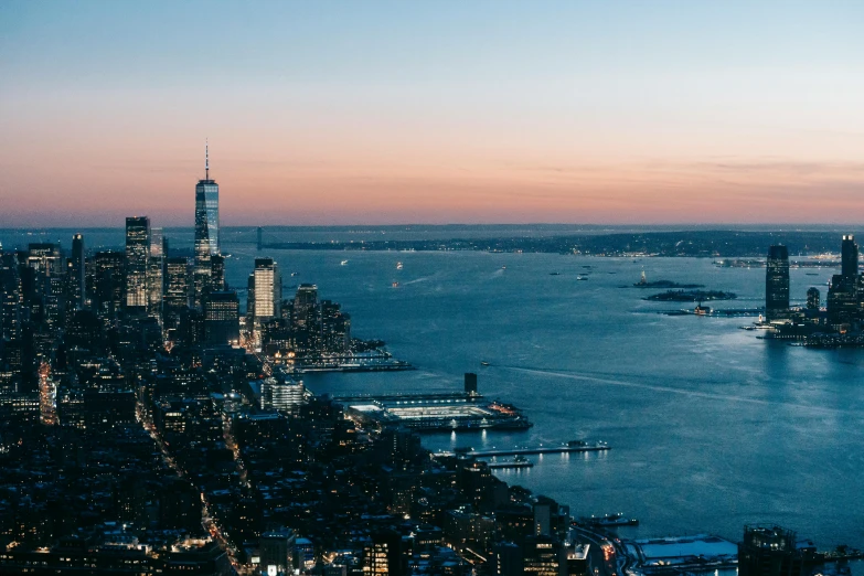 a view of a city from the top of a building, pexels contest winner, hudson river school, humid evening, view of the ocean, peter hurley, unsplash 4k