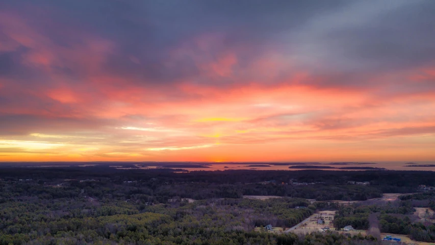 a sunset view from the top of a mountain, craigville, ultrawide image, fan favorite, drone photograph