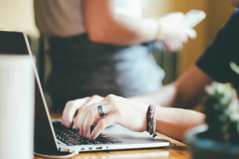 a close up of a person typing on a laptop, by Carey Morris, pexels, people sitting at tables, avatar image, background image