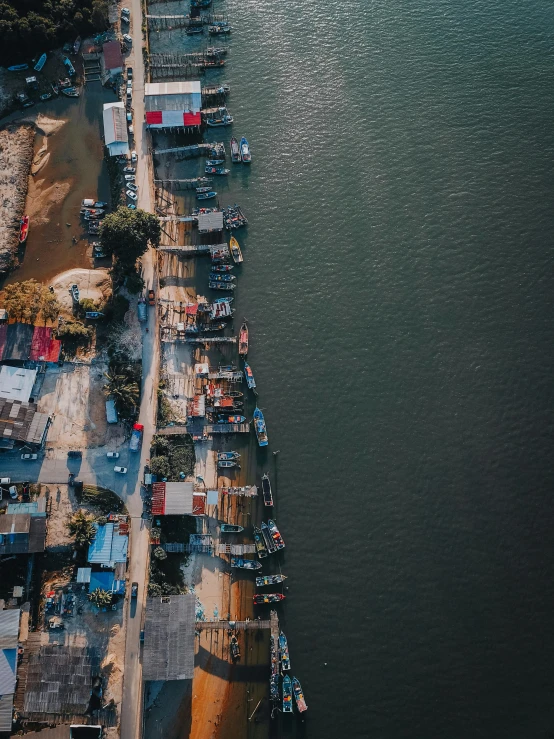 an aerial view of a large body of water, by Daniel Lieske, pexels contest winner, shanty town, low quality photo, side, confident looking