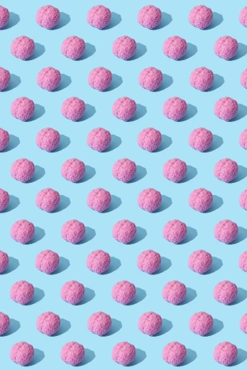 a pattern of pink balls on a blue background, an album cover, by Carey Morris, trending on unsplash, edible crypto, textured 3 d, repeat pattern, featuring pink brains