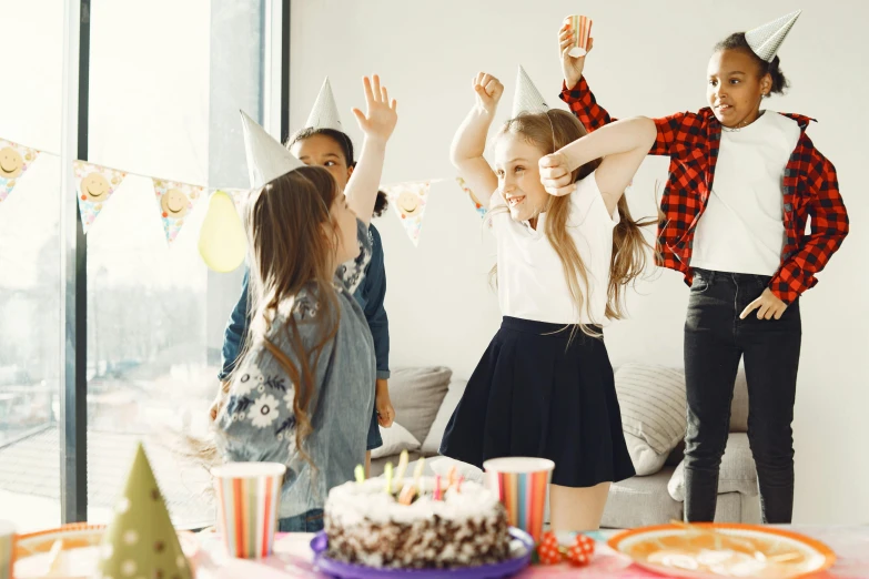 a group of children at a birthday party, pexels, happening, fan favorite, teenage girl, dancing with each other, decorations