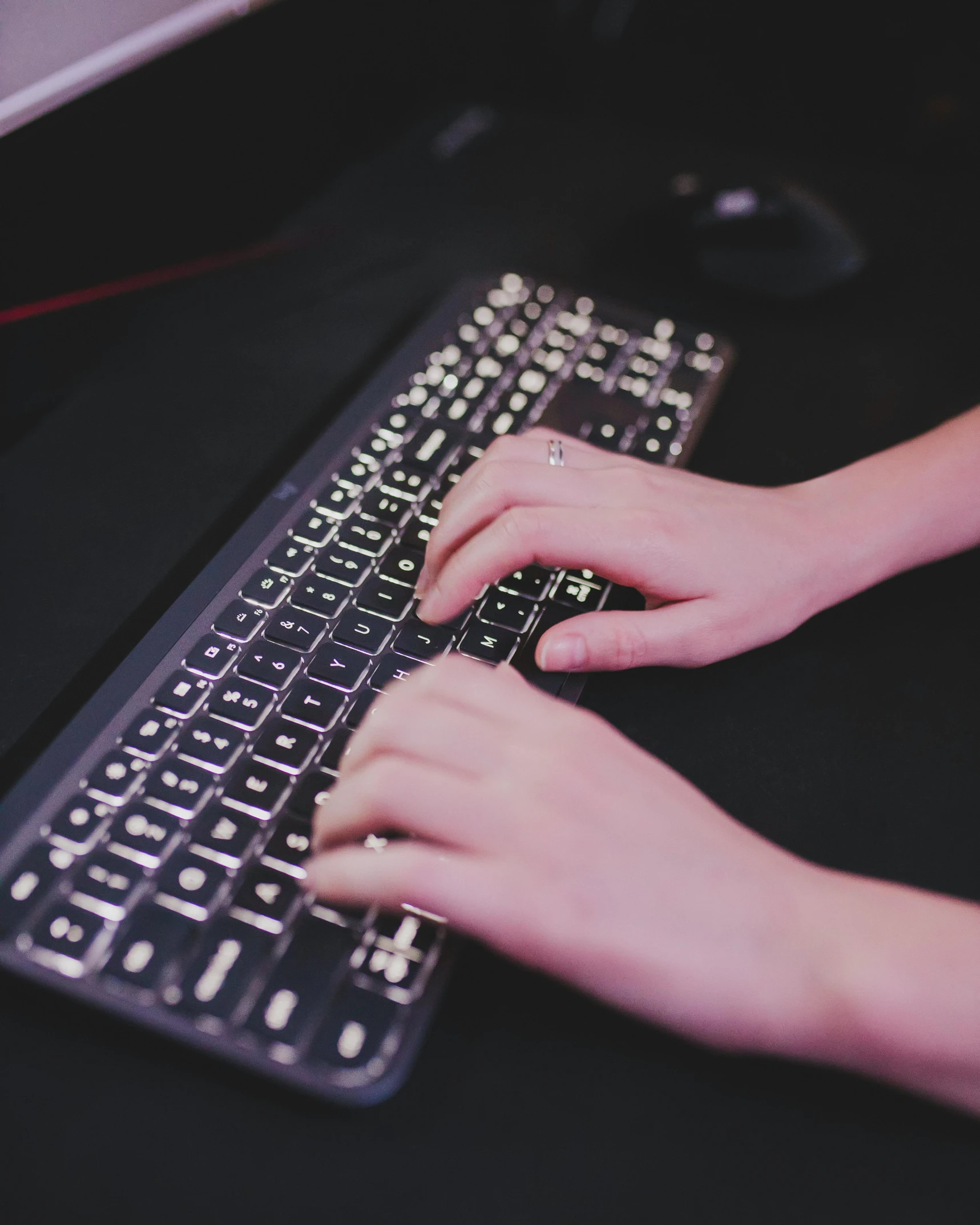 a close up of a person typing on a keyboard, inspired by Elsa Bleda, lgbt, digital image, instagram post, no cropping