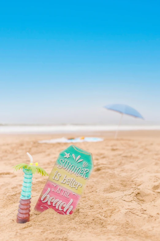 a couple of signs sitting on top of a sandy beach, toys, at a beach, profile image, beach on the outer rim