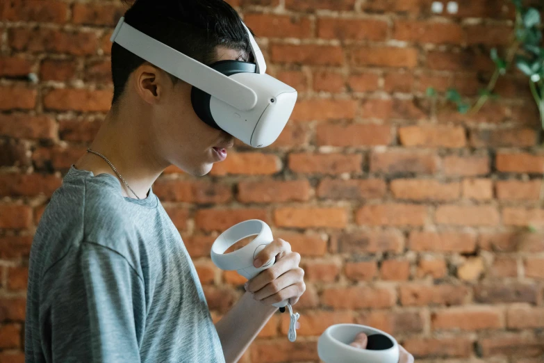 a man wearing a virtual reality headset next to a cup of coffee, an ambient occlusion render, pexels contest winner, samsung smartthings, solo performance unreal engine, thumbnail, portal game valve