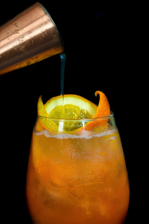 a close up of a drink being poured into a glass, inspired by Carlo Martini, renaissance, orange halo, mule, profile image, thumbnail