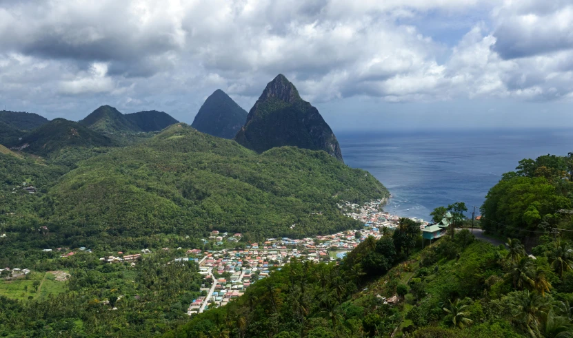 the view of st lucia island from the top of the mountain, pexels contest winner, renaissance, square, thumbnail, landslides, 1 petapixel image