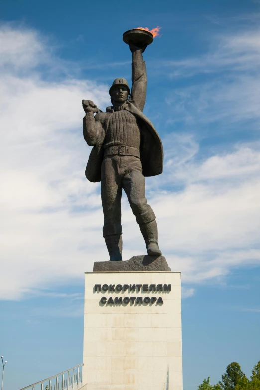 a statue of a man holding a hat, inspired by Vladimir Borovikovsky, door gunner, raising an arm, boot camp, up there