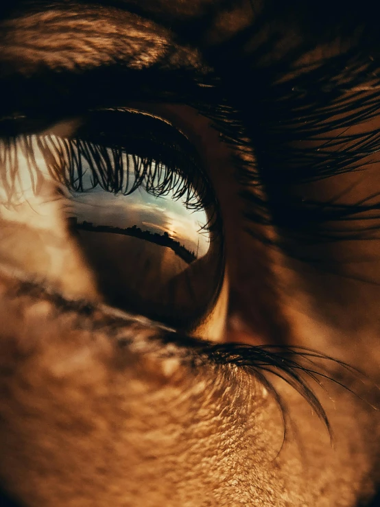 a close up of a person's eye, trending on pexels, surrealism 8k, looking onto the horizon, eyelevel perspective image