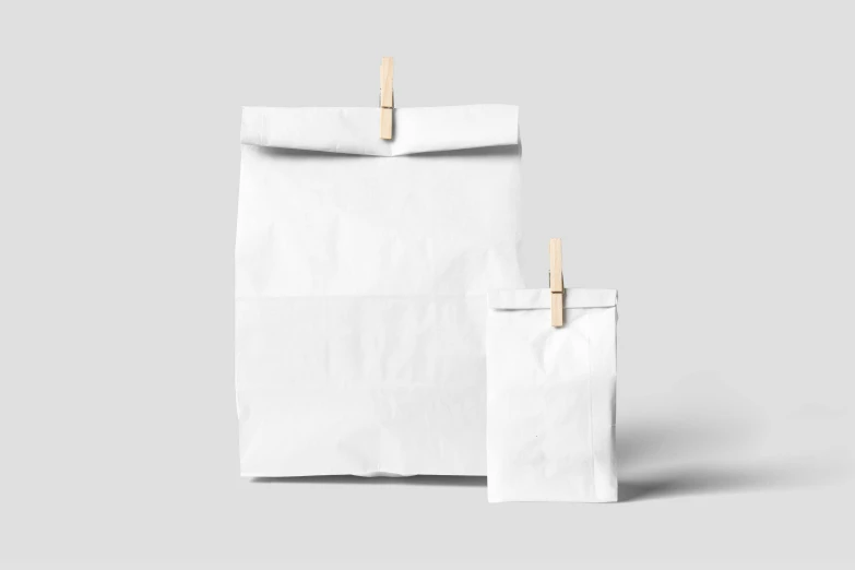 a white paper bag with clothes pegs attached to it, by Jan Kupecký, asset pack, ffffound, graphic templates, no words 4 k