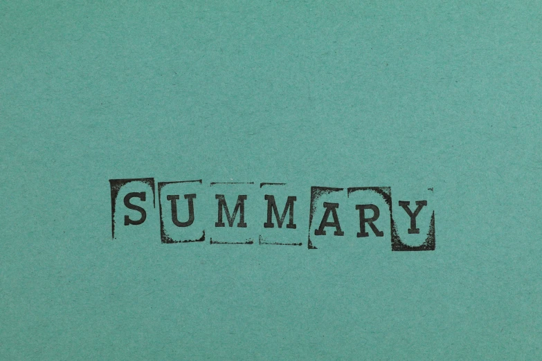 a piece of paper with the word summary written on it, an album cover, inspired by Bruce Nauman, pixabay, teal aesthetic, package cover, symmetrically, grungy