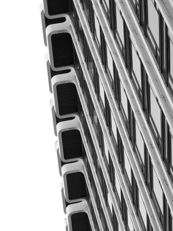 a black and white photo of a tall building, a black and white photo, inspired by Ned M. Seidler, close - up profile, fins, stacked image, square lines