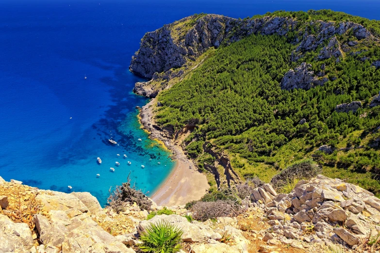 a large body of water sitting on top of a lush green hillside, pexels contest winner, les nabis, at a beach party in ibiza, avatar image, “ aerial view of a mountain, piroca