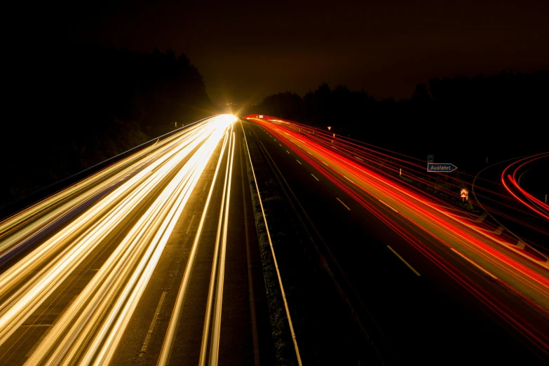 a long exposure photo of a highway at night, by Thomas Häfner, renaissance, dramatic lighting - n 9, large scale photo