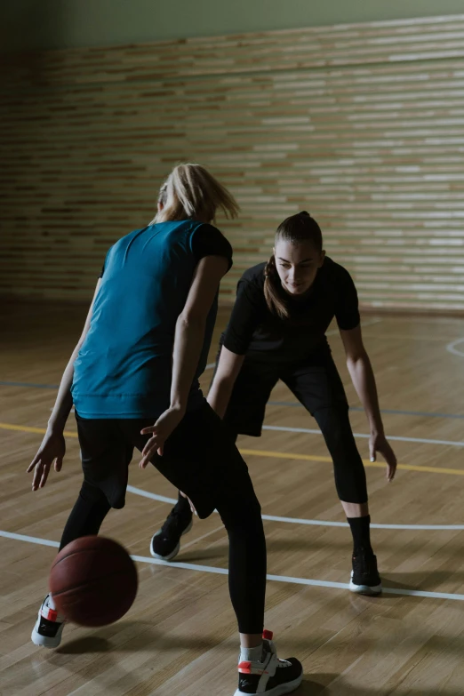 a group of people playing a game of basketball, dribble, sanja stikovic, game ready, amanda lilleston, in a medium full shot