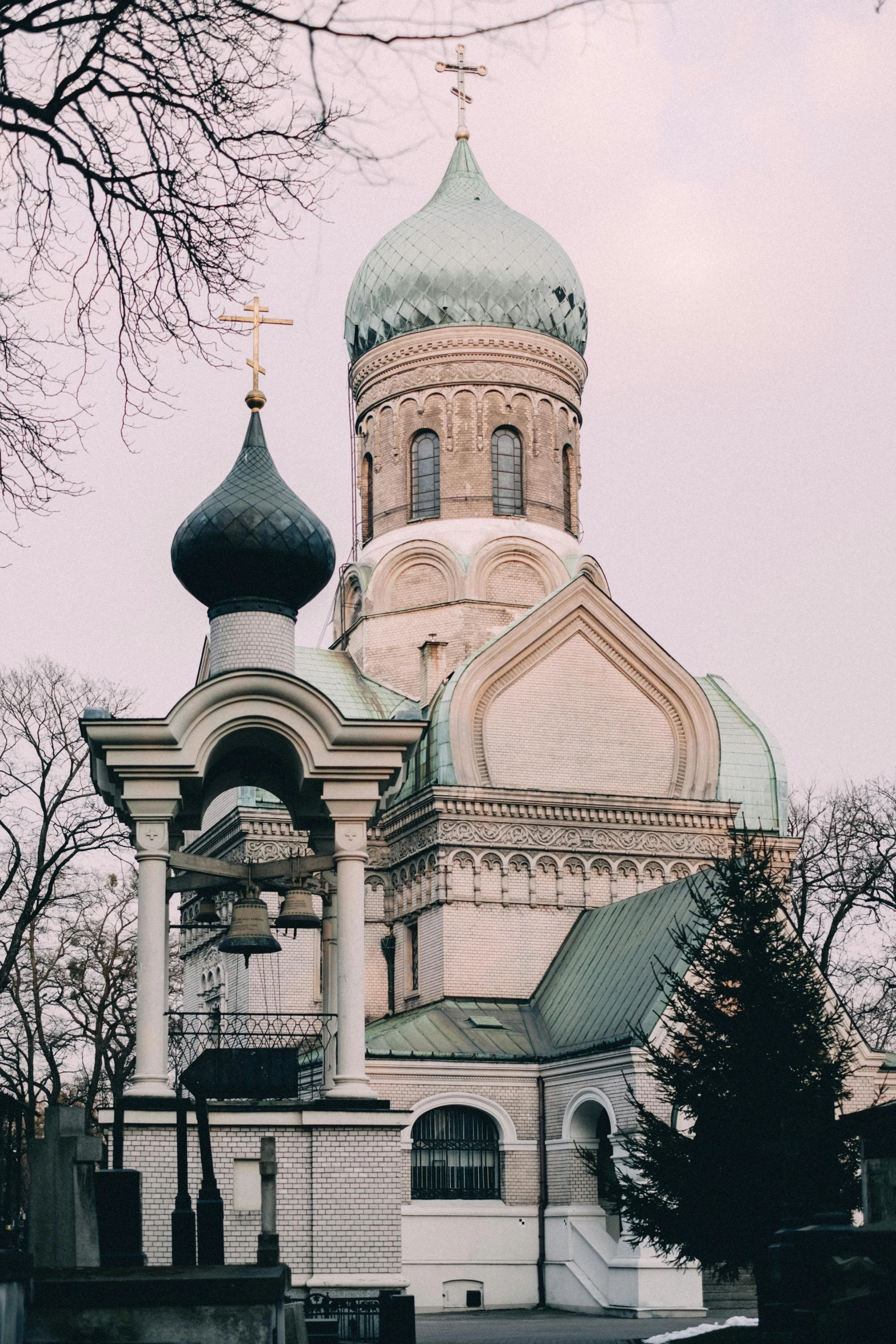 a car is parked in front of a church, inspired by Károly Markó the Elder, unsplash contest winner, neoclassical tower with dome, russian, marilyn church h, exterior view