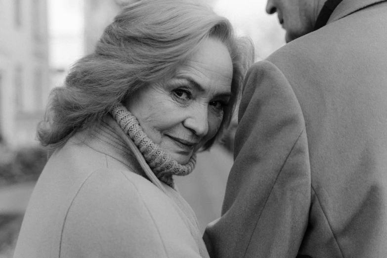 a black and white photo of a man and a woman, by Larry Fink, pexels, miranda otto, elderly woman, gorgeous lady, elegant lady