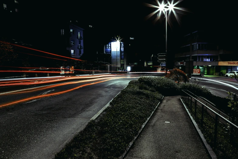 a city street filled with lots of traffic at night, an album cover, by Thomas Häfner, pexels contest winner, suburbia street, hospital lighting, high speed, empty streetscapes