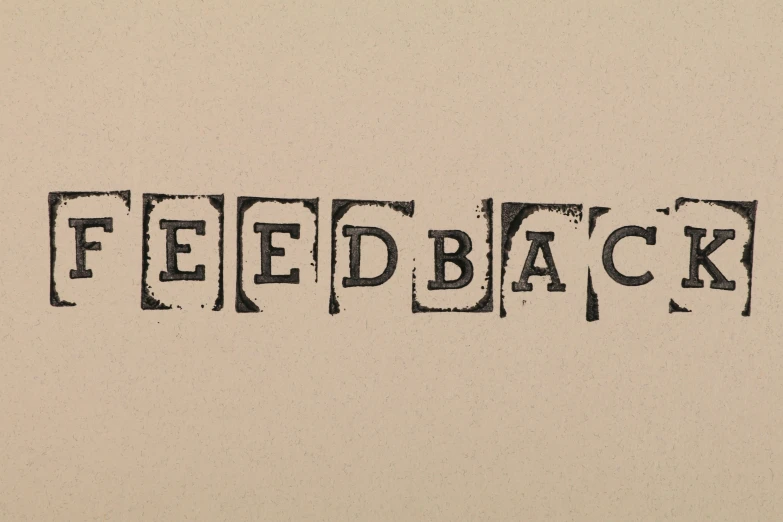 a black and white photo of the word feedback, an album cover, beige background, radiohead logo, rbc, bags