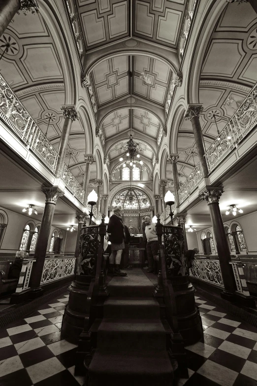 a black and white photo of the inside of a building, inspired by Sydney Prior Hall, baroque, victoriana, in church, tone mapped william-adolphe, album