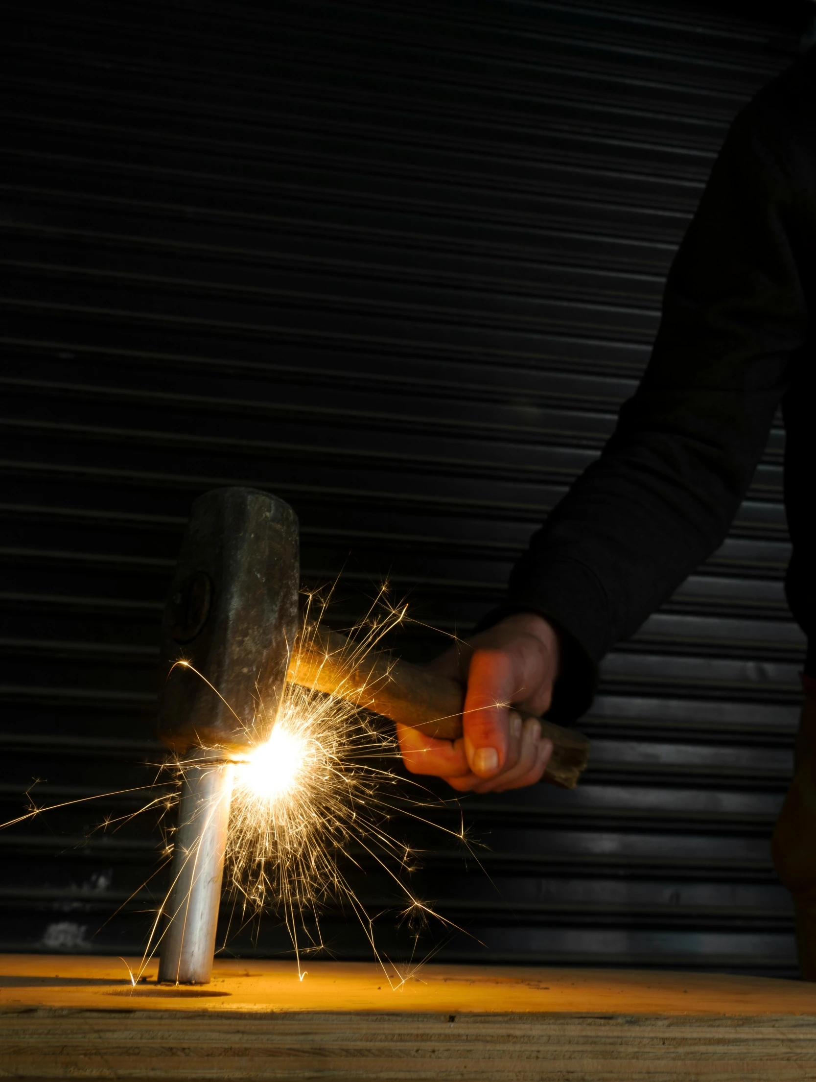 a person holding a sparkler in their hand, by Adriaen Hanneman, steel plating, holding axe, profile image