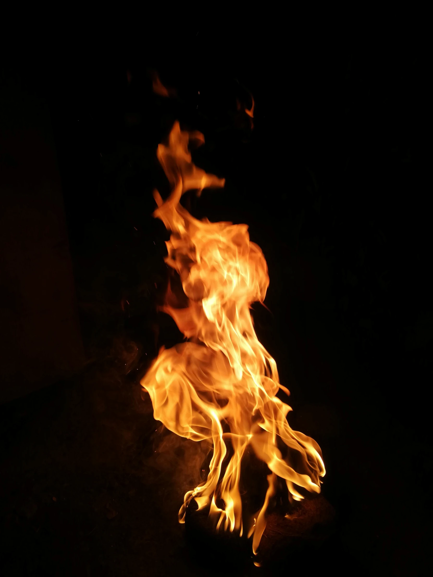 a close up of a fire in the dark, profile image