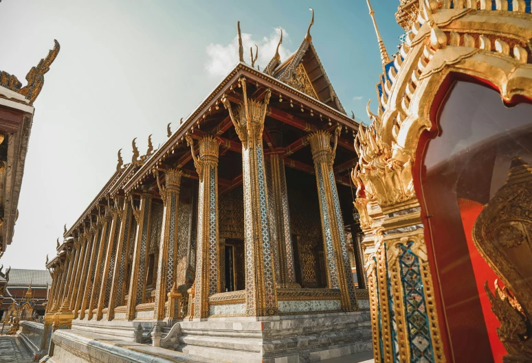 the grand palace in bangkok, thailand, pexels contest winner, brown and gold color palette, square, archs and columns, thumbnail