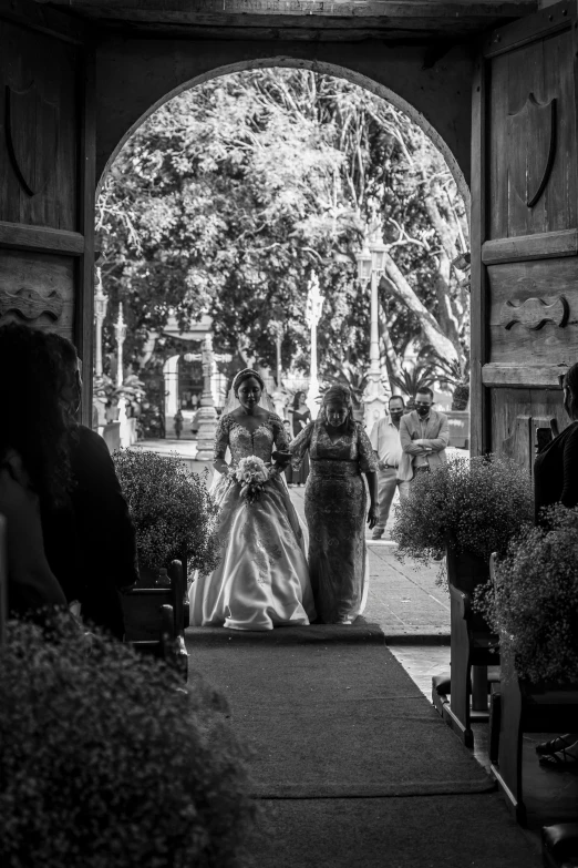 a bride and groom walking down the aisle, by Giovanni Pelliccioli, monocolor, portal, -n 9, afternoon