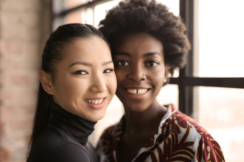 a couple of women standing next to each other, inspired by Wang Duo, pexels contest winner, with brown skin, portrait of christy ren, friendly, 15081959 21121991 01012000 4k