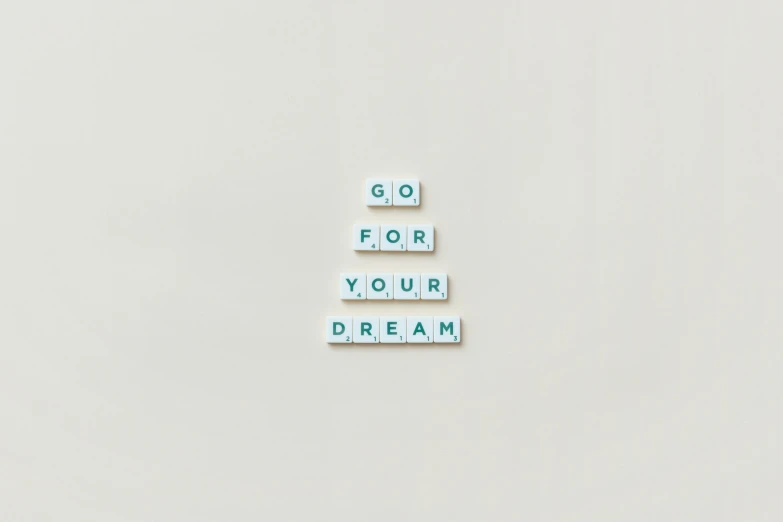the words go for your dream on a white background, a picture, unsplash, artwork, 王琛, wall art, made of all white ceramic tiles