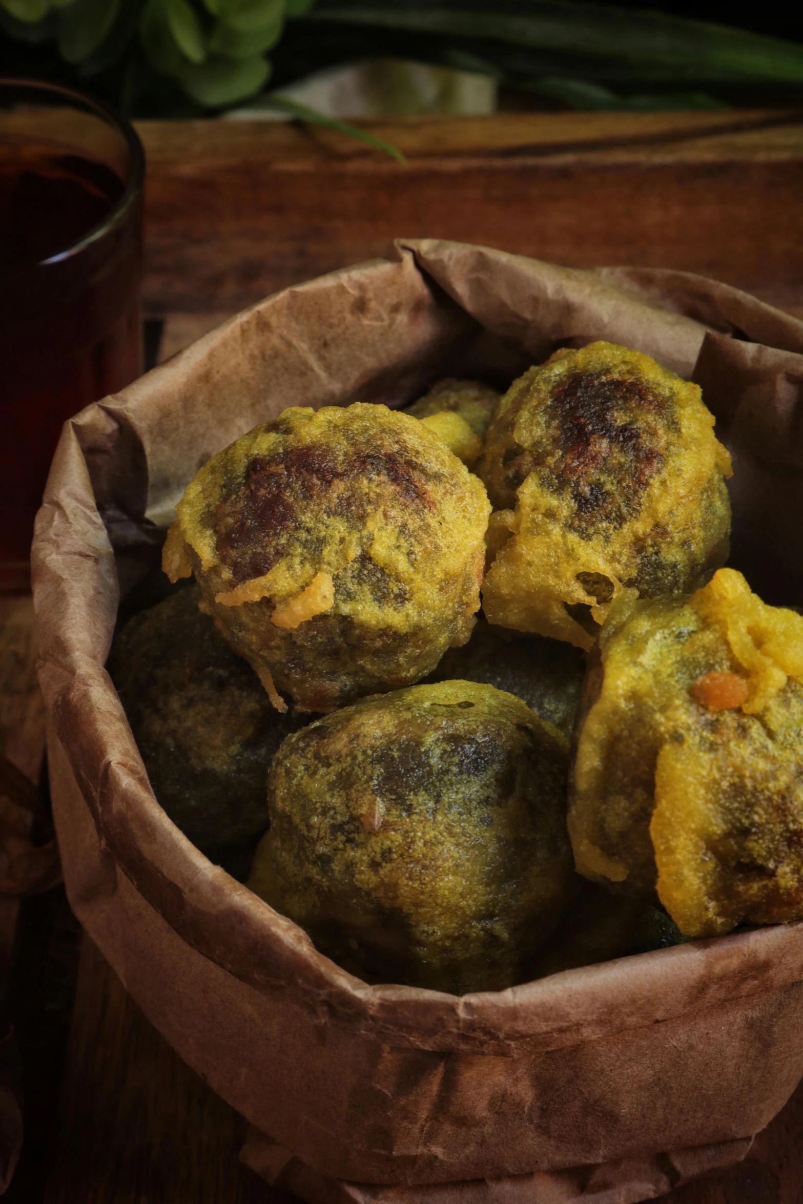 a bowl of food sitting on top of a wooden table, hgrenades, yellow charcoal, laputa, promo image