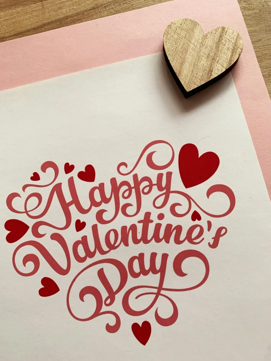 a valentine card with the words happy valentine's day on it, a tattoo, pexels contest winner, embossed, rubber stamp, thumbnail, islamic